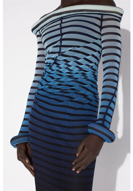 abito lungo 3d collar and cuff donna nero e blu JEAN PAUL GAULTIER | 25/33-F-RO294-T575005956
